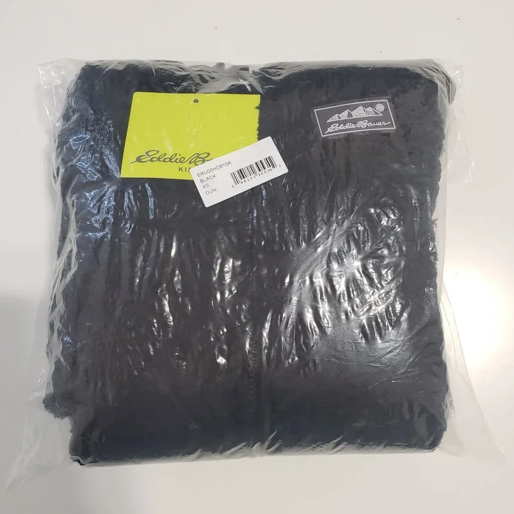 NWT Eddie Bauer Kids' Quest Fleece Plush Hooded Jacket in Black‎ - Size XS